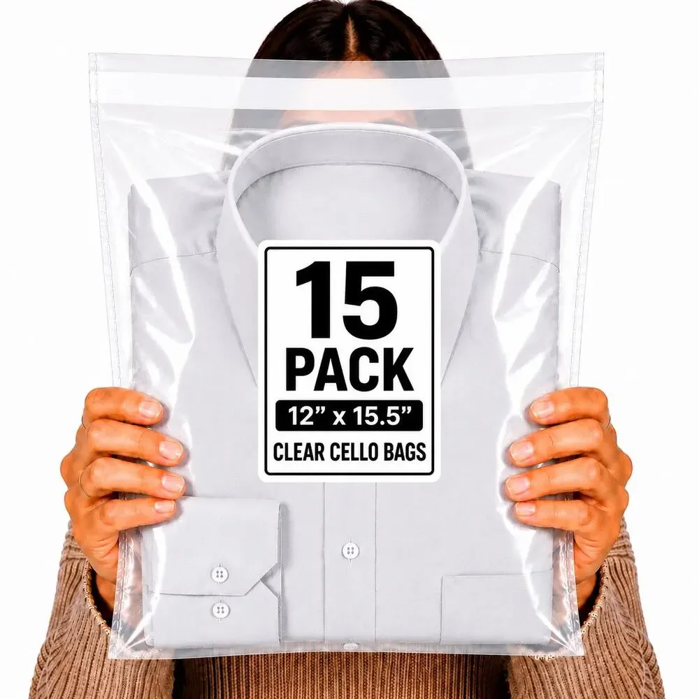 POLY MAILERS CLEAR (15 PACK) 12x15.5 SELF SEAL SHIPPING BAGS MAILING BAGS NEW